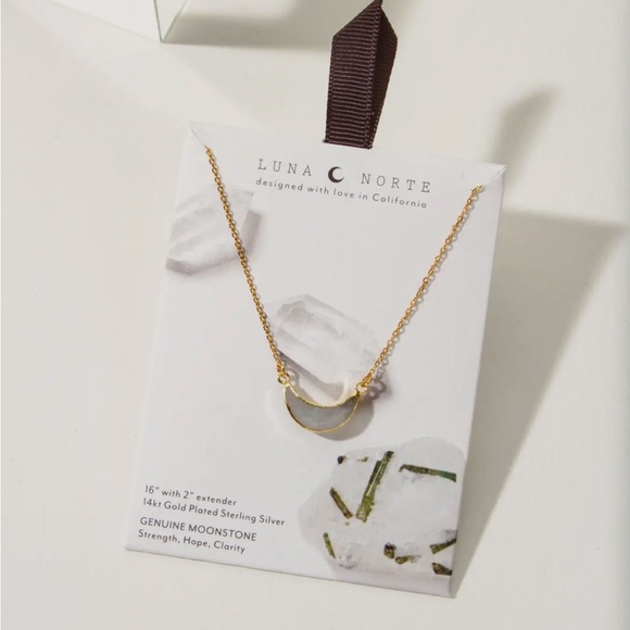 612. Gold Plated Sterling Silver Eclipse Necklace - Moonstone - Picture 3 of 3